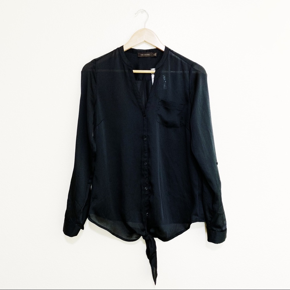 New The Limited Sheer Black Long Sleeve Shirt